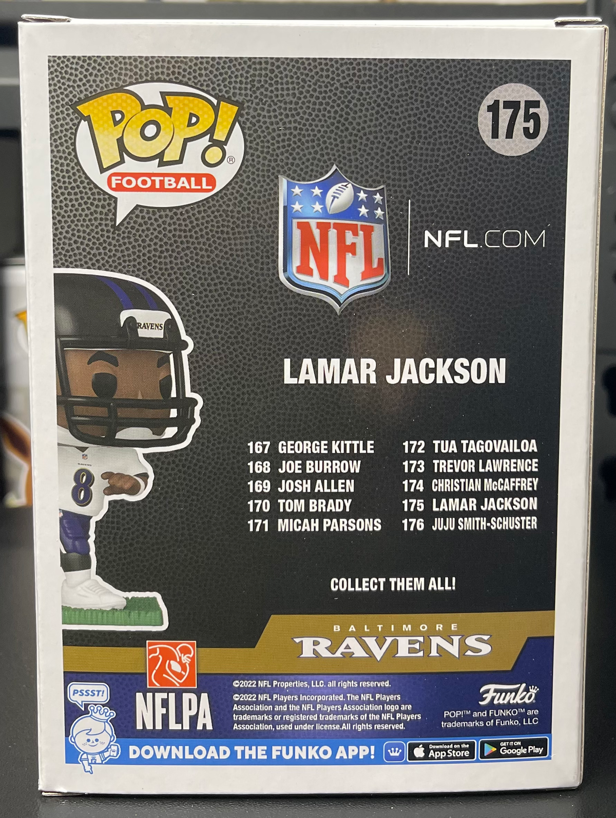 Lamar Jackson Funko Pop #175 Baltimore Ravens Away Uniform image 2