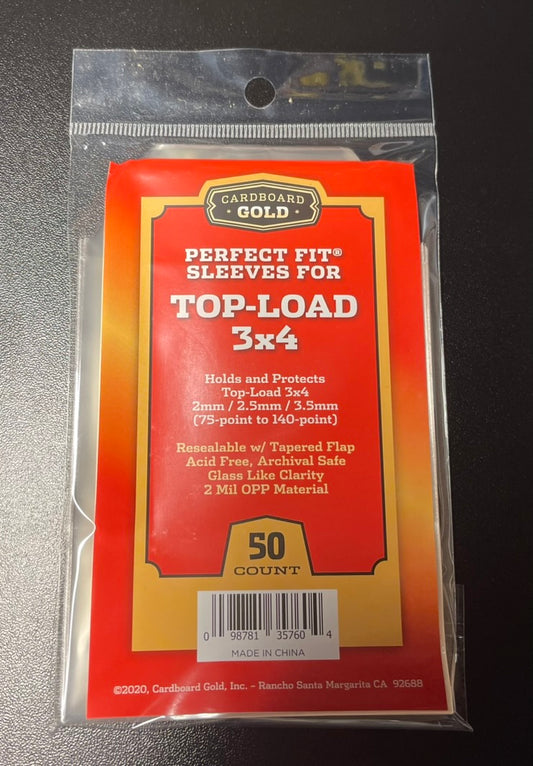 Perfect Fit Sleeves For Top Load 3x4 Resealable 75-140 point Cardboard Gold 50ct image 0