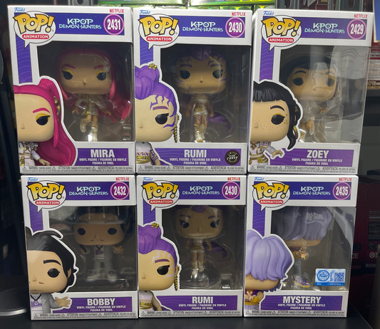 Kpop Demon Hunter Rumi, Rumi CHASE, Mira, Zoey Bobby, Mystery Funko 6pc Bundle image 0